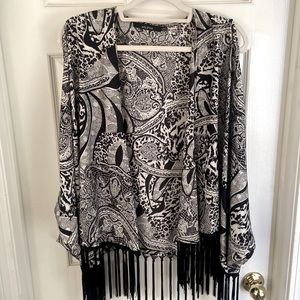 Open Sleeve Kimono with Fringe